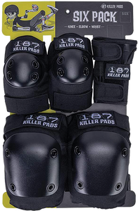 187 - 6 - Pack Junior Pad Set Black - Skateboard Pads 187 - 6 - Pack Junior Pad Set Black - Skateboard Pads