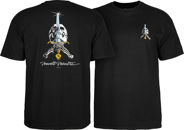 Powell Peralta - / Peralta Skull & Sword Ss L - Black - Skateboard T-Shirt