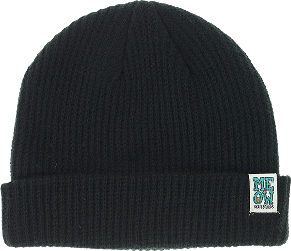 Meow - Stacked Logo Cuff Beanie Black