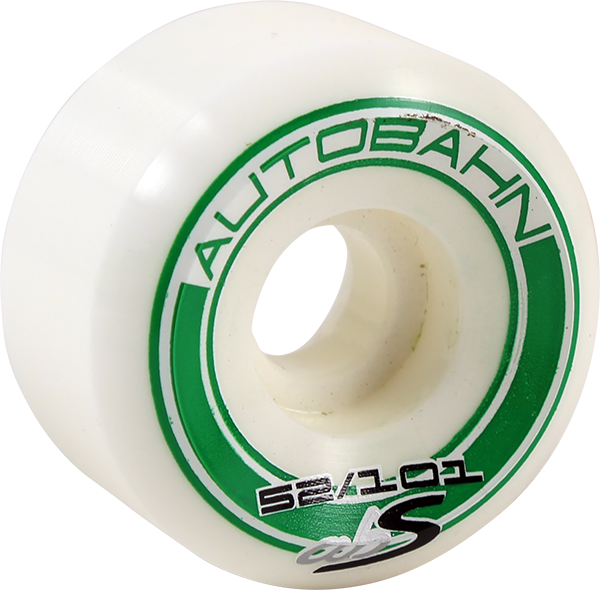 Autobahn - Abs Gt1 Widebody 52mm Wht W/grn (Skateboard Wheels - Set of 4)