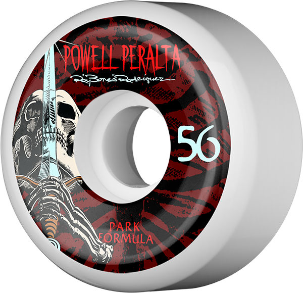Powell Peralta - Ray Rod Skull & Sword Pf 56mm 103a Wht/red - Skateboard Wheels (Set of Four)