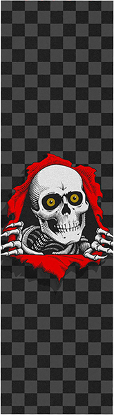 Powell Peralta - Grip Sheet 9x33 Ripper Checker Blk/grey/red - Skateboard Grip Tape