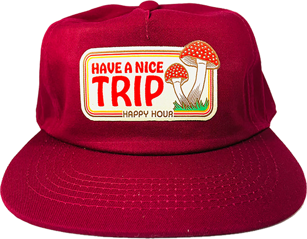 Happy Hour - Hr Have A Nice Trip Hat Adj-burgundy - Skateboard Hat