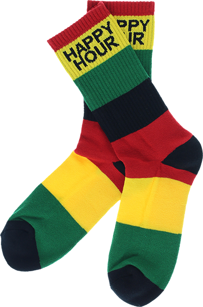 Happy Hour - Hr Mucho Relaxo Crew Socks Rasta 1pr - Skateboard Socks