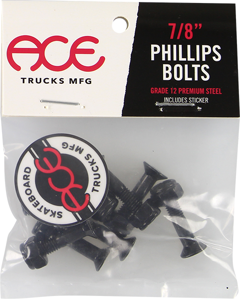 Ace Trucks - 7/8" Phillips Hardware Set Black - Skateboard Hardware