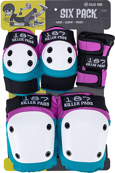 187 - 6-pack Pad Set L/xl-pink/teal - Skateboard Protection / Pads