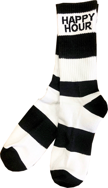 Happy Hour - Hr Stripes Crew Socks Black & White - Skateboard Socks