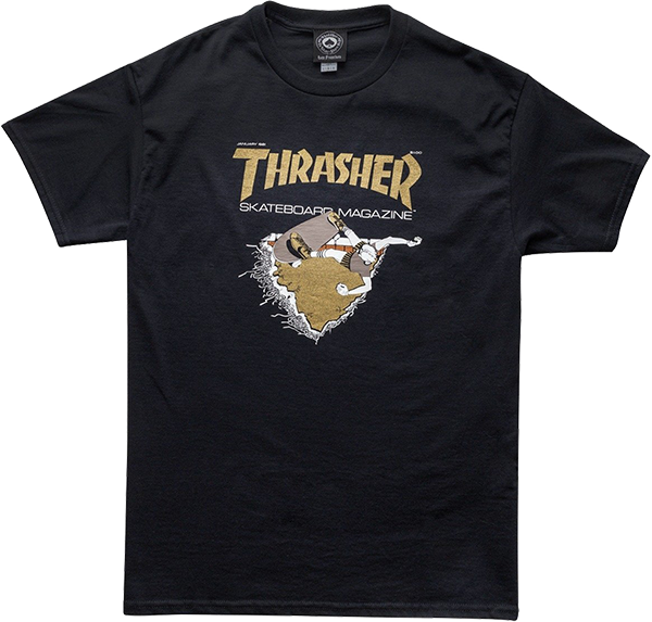Thrasher - First Cover Ss M-black/gold - Skateboard Tshirt