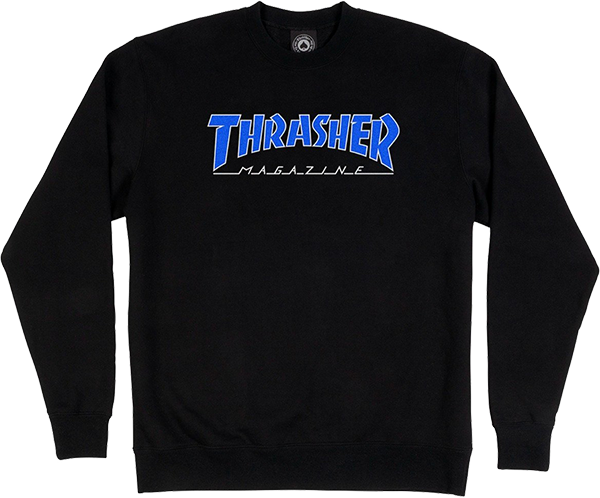 Thrasher - Outlined Crew/swt Xl-black/blue - Skateboard Hoodie Sweatshirt