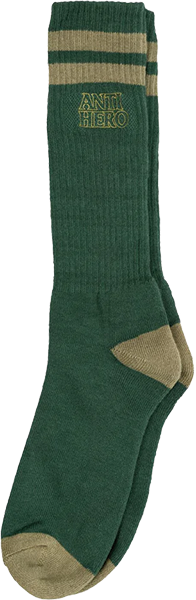 Antihero - Black Hero Outline Crew Socks Forest Grn/camel - Skateboard Socks
