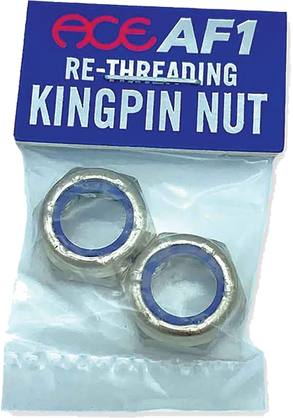 Ace Trucks - Re-threading Kingpin Nuts 2/pk Silver - Skateboard Hardware