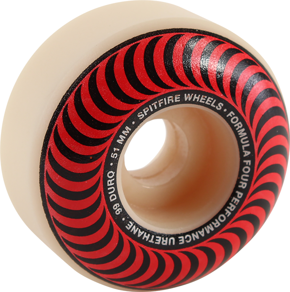 Spitfire - F4 99a Classic Swirl 51mm Wht W/red - Skateboard Wheels (Set of Four)