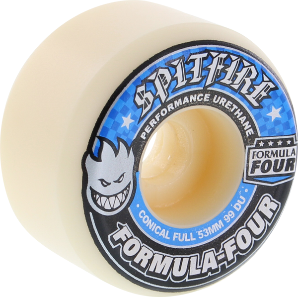 Spitfire - Formula 4 99d Conical Full 53mm Wht W/blue - Skateboard Wheels (Set of Four)