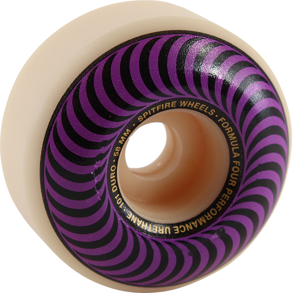 Spitfire - F4 101a Classic Swirl 58mm Wht W/purple - Skateboard Wheels (Set of Four)