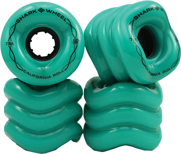 Shark Wheels - California Roll 60mm 78a Solid Turquoise/blk - Skateboard Wheels (Set of Four)