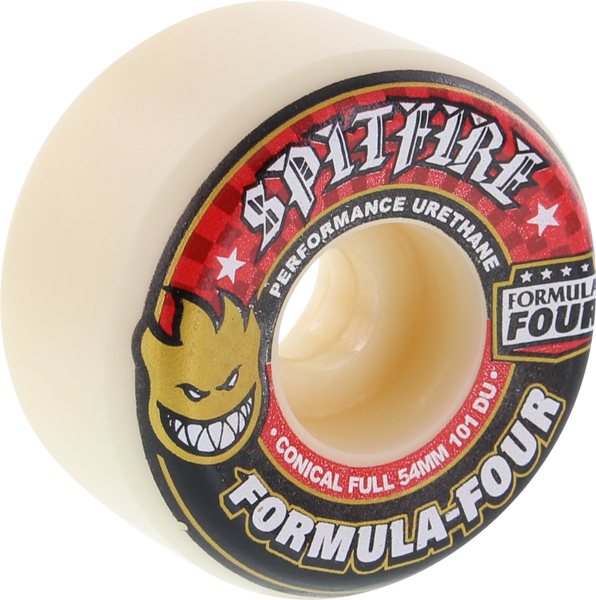 Spitfire - Formula 4 101d Conical Full 54mm Wht W/red - Skateboard Wheels (Set of Four)