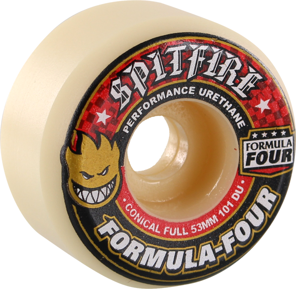 Spitfire - Formula 4 101a Conical Full 53mm Wht W/red - Skateboard Wheels (Set of Four)