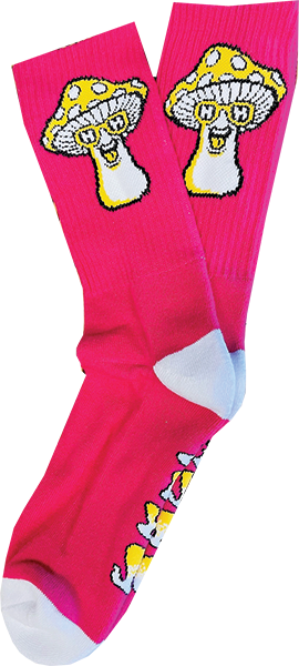 Happy Hour - Hr Mushroom Crew Socks Hot Pink/teal - Skateboard Socks