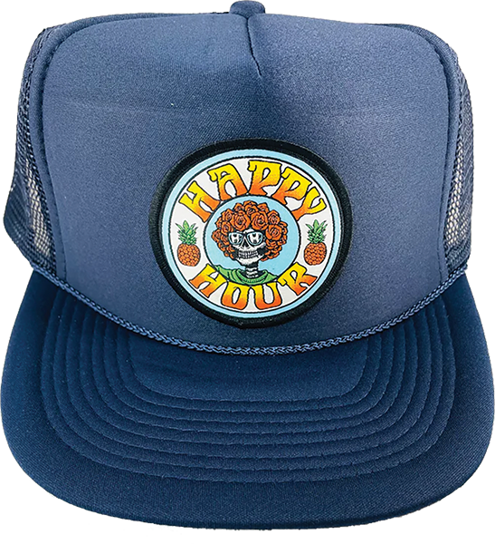 Happy Hour - Hr Skull And Roses Hat Adj-navy - Skateboard Hat