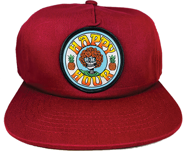 Happy Hour - Hr Skull And Roses Hat Adj-burgundy - Skateboard Hat
