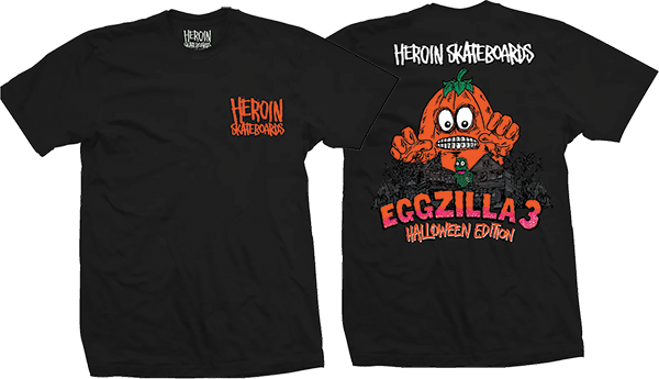 Heroin - Eggzilla 3 Ss L-blk - Skateboard Tshirt