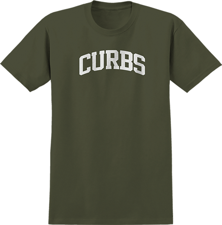 Real - Curbs Ss L-military Grn/wht - Skateboard Tshirt