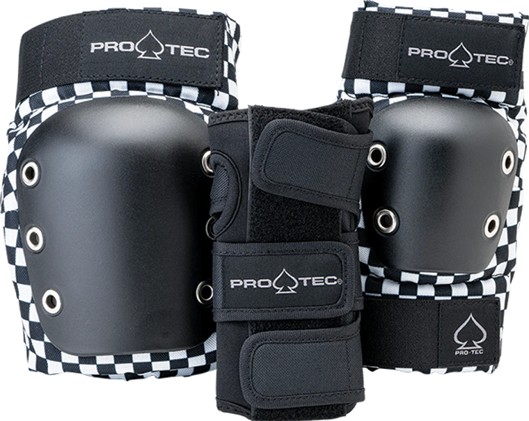 Pro Tec - Adult 3 Pack Open Back M-checker - Skateboard Pads