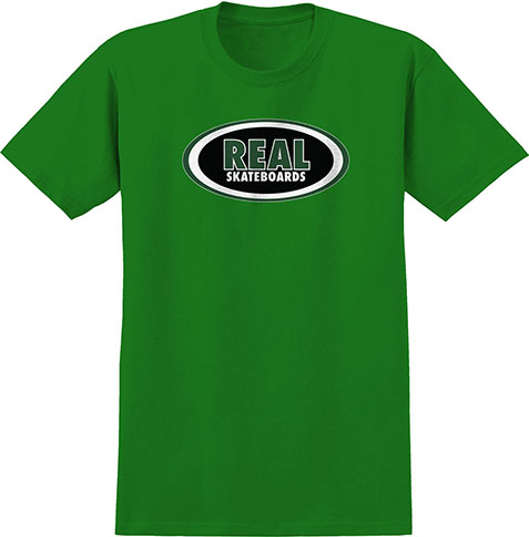Real Oval Kelly Green Ss M - Skateboard Tshirt