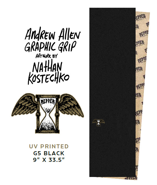 Pepper G5 Andrew Allen Graphic Griptape Sheet 9.00 X 33.50 - Skateboard Grip Tape