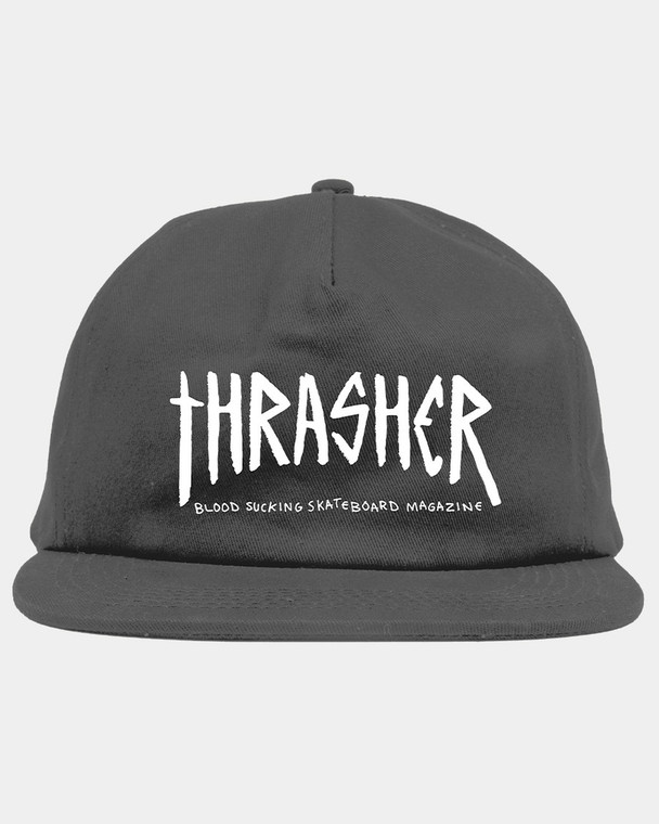Thrasher X Toy Machine Scratch Snapback Hat Charcoal - Skateboard Hat
