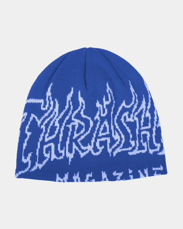 Thrasher Fire Outlined Skully Beanie Blue - Skateboard Beanie