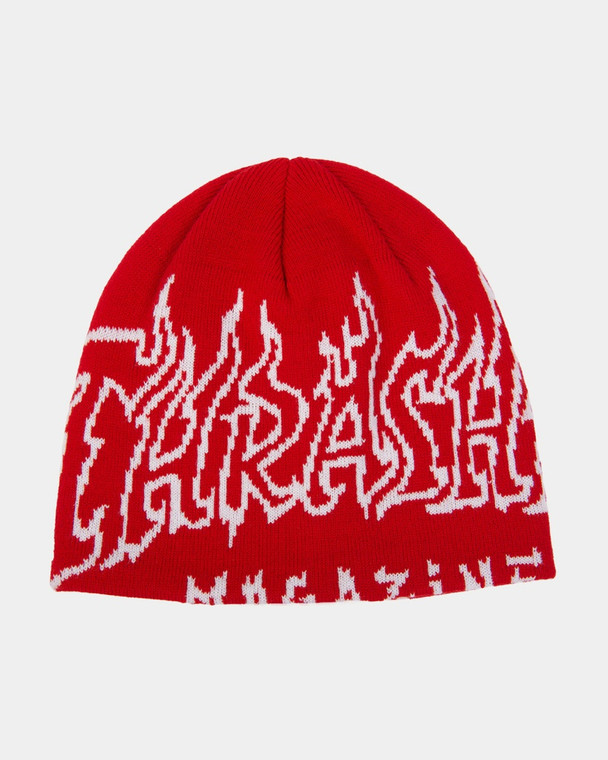 Thrasher Fire Outlined Skully Beanie Red - Skateboard Beanie