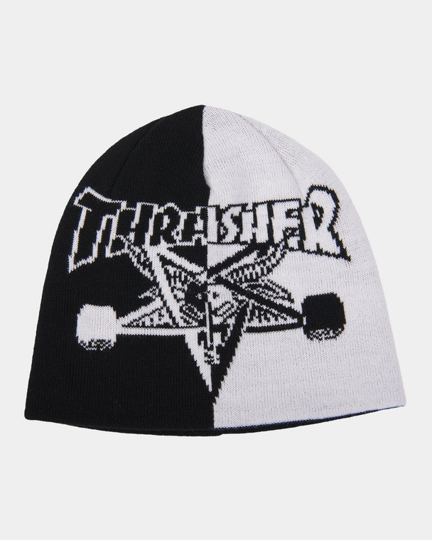 Thrasher Skategoat Split Skully Beanie Black/white - Skateboard Beanie