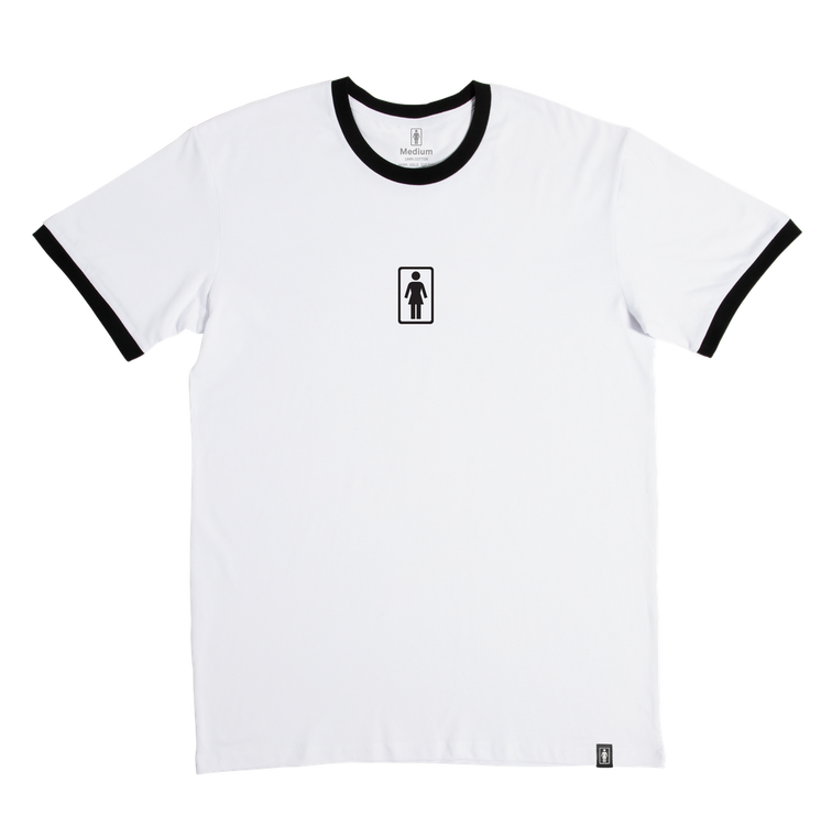 Girl Og Ringer White/black Ss L - Skateboard Tshirt