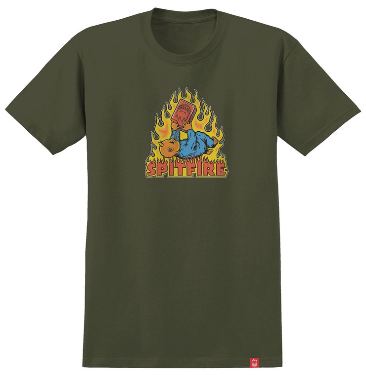 Spitfire Demonseed Military Green Ss M - Skateboard Tshirt