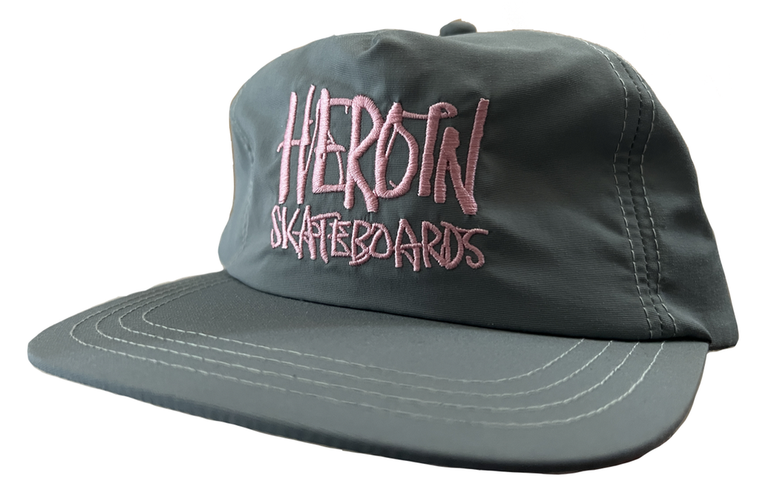 Heroin Script Nylon Snapback Hat Grey/pink - Skateboard Hat