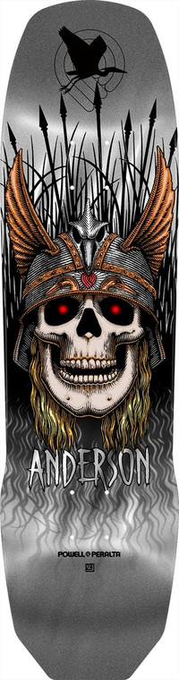 Powell Andy Anderson Heron 3 Silver Foil 7-ply Maple Shaped Deck 8.45 X 31.8 - Skateboard Deck