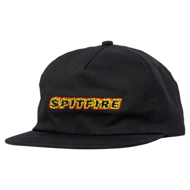 Spitfire Flames Script Snapback Hat Black - Skateboard Hat