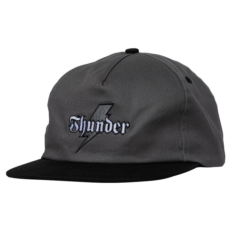 Thunder Bolt Script Snapback Hat Charcoal/black - Skateboard Hat