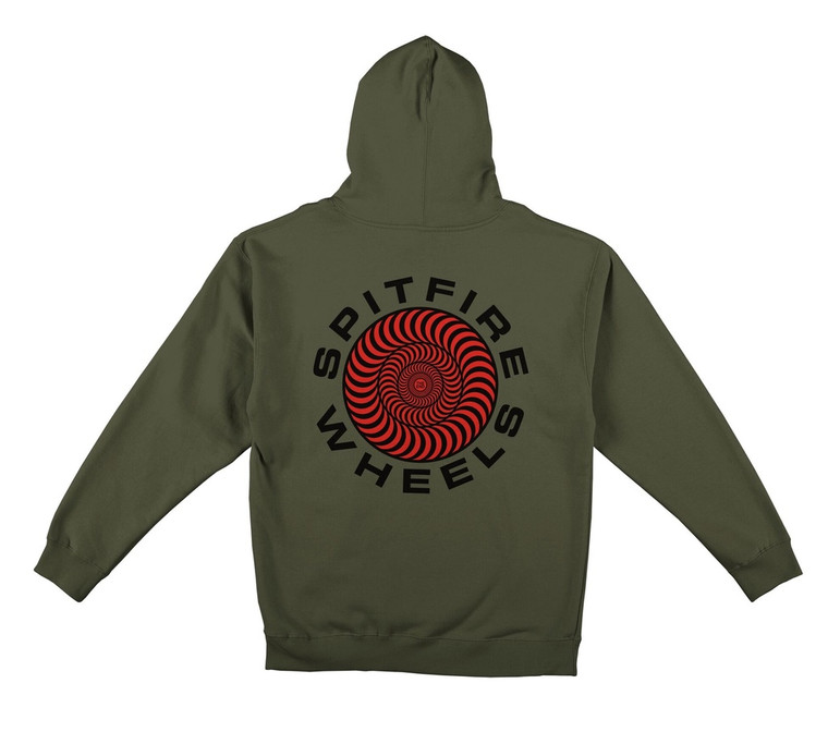 Spitfire Classic 87 Swirl Fill Army/black/red Hd/zip M - Skateboard Sweatshirt
