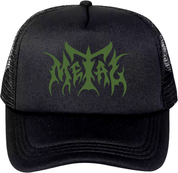 Metal Logo Trucker Hat Black/green -  Skateboard Hat