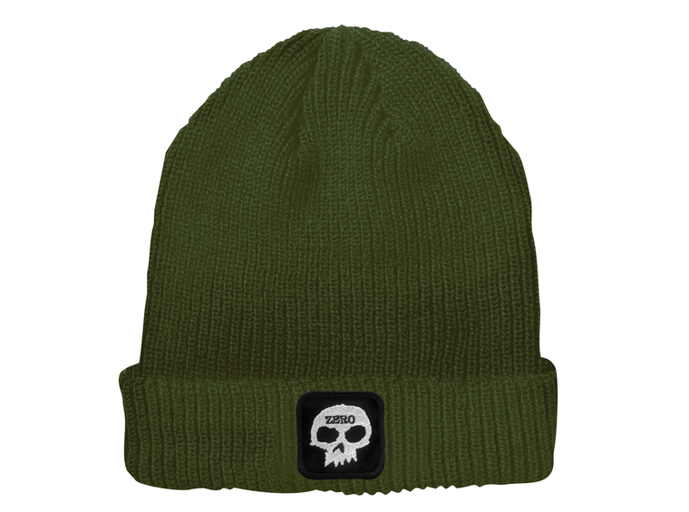 Zero Single Skull Patch Beanie Olive