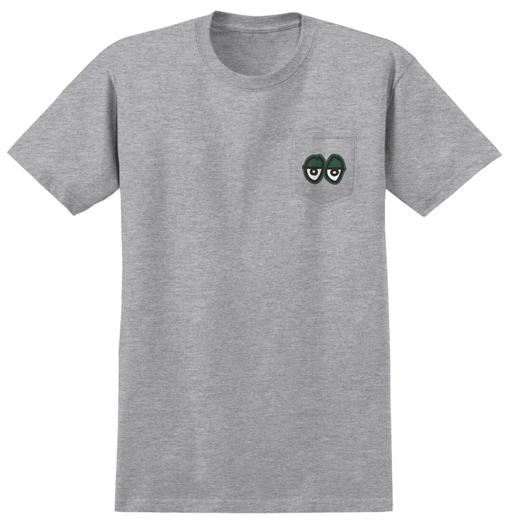Krooked Strait Eyes Sport Grey Pocket Ss Xl - Skateboard Tshirt