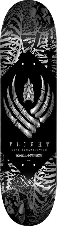 Powell Team Skeleton Silver Foil Flight Deck 8.25 -  Skateboard Deck