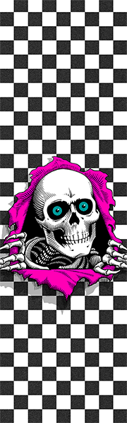 Powell Peralta - Grip Sheet 9x33 Ripper Checker Blk/white/pnk - Skateboard Grip Tape