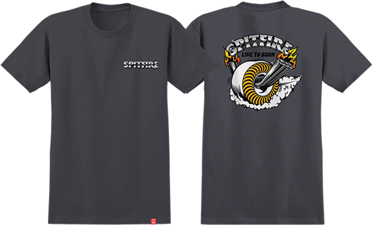 Spitfire - Burnout Ss M-charcoal - Skateboard Tshirt