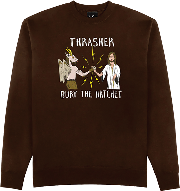 Thrasher - Toy Machine Bth Crew/swt M-dk.chocolate - Skateboard Sweatshirt Hoodie