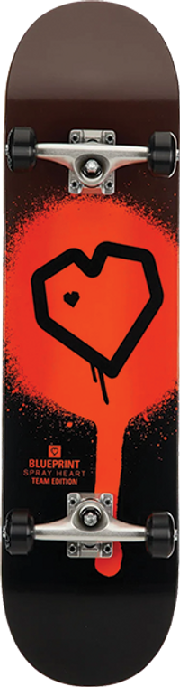 Blueprint - Spray Heart Complete-8.25 Blk/org - Complete Skateboard