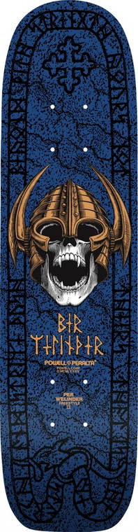 Powell Per Welinder Nordic Skull Freestyle Shaped Deck Navy/gold 7.25 X 27.0 - Skateboard Deck