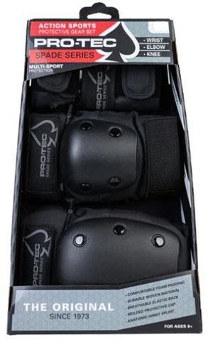 Pro Tec Spade Series 3-pack Pad Set Black Sized For Ages 8+ - Skateboard Pads